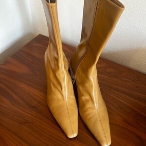 Zara Mid Calf Elegant Tan Leather Boots